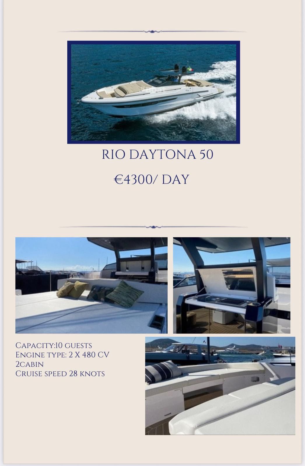2021 Rio Daytona 50 — zu chartern — Saint Tropez, France — photo 1 of 1