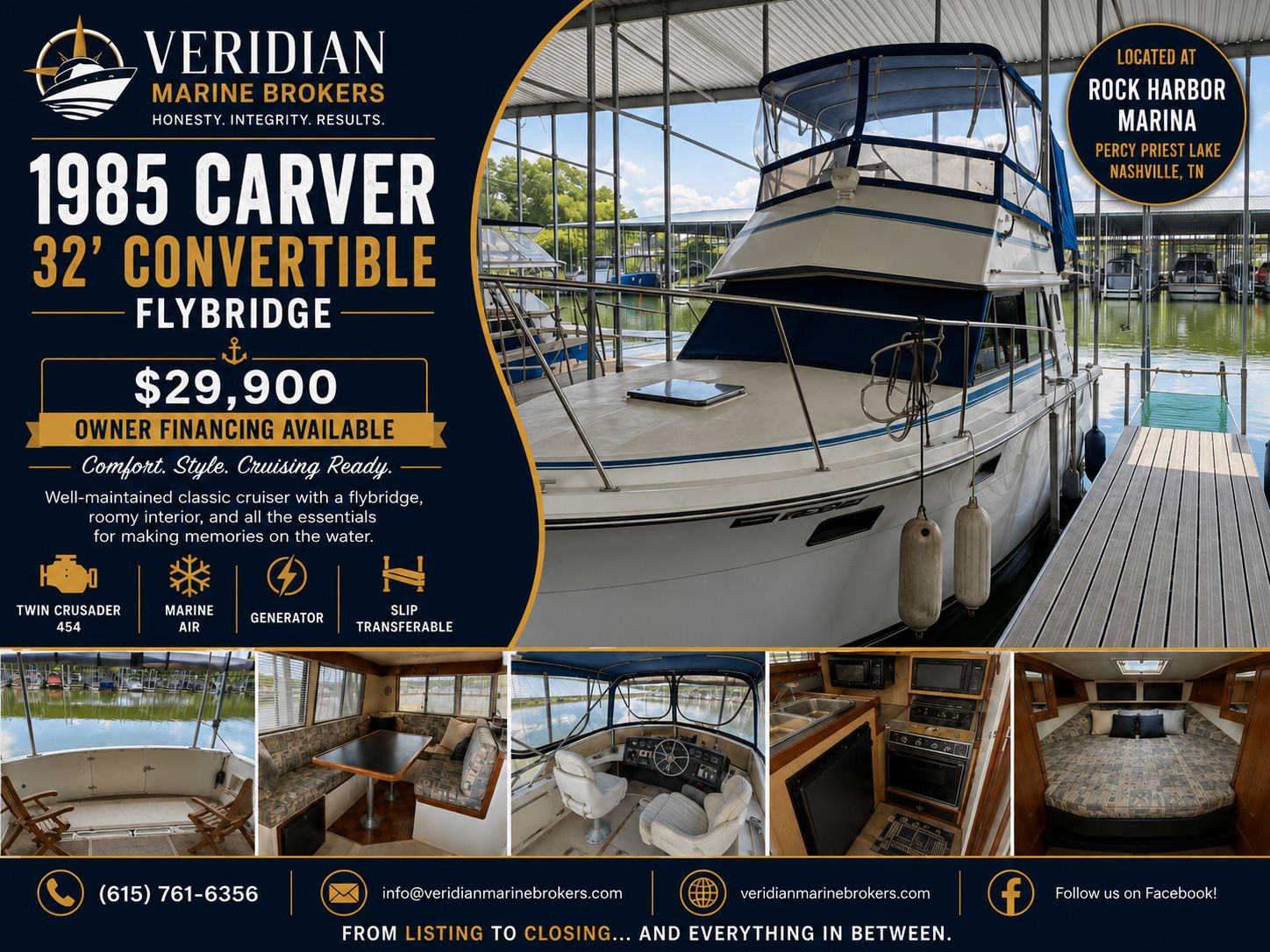 1985 Carver 32 — zu verkaufen — Rock Harbor Marina, Percy Priest Lake, Nashville, United States — photo 1 of 1