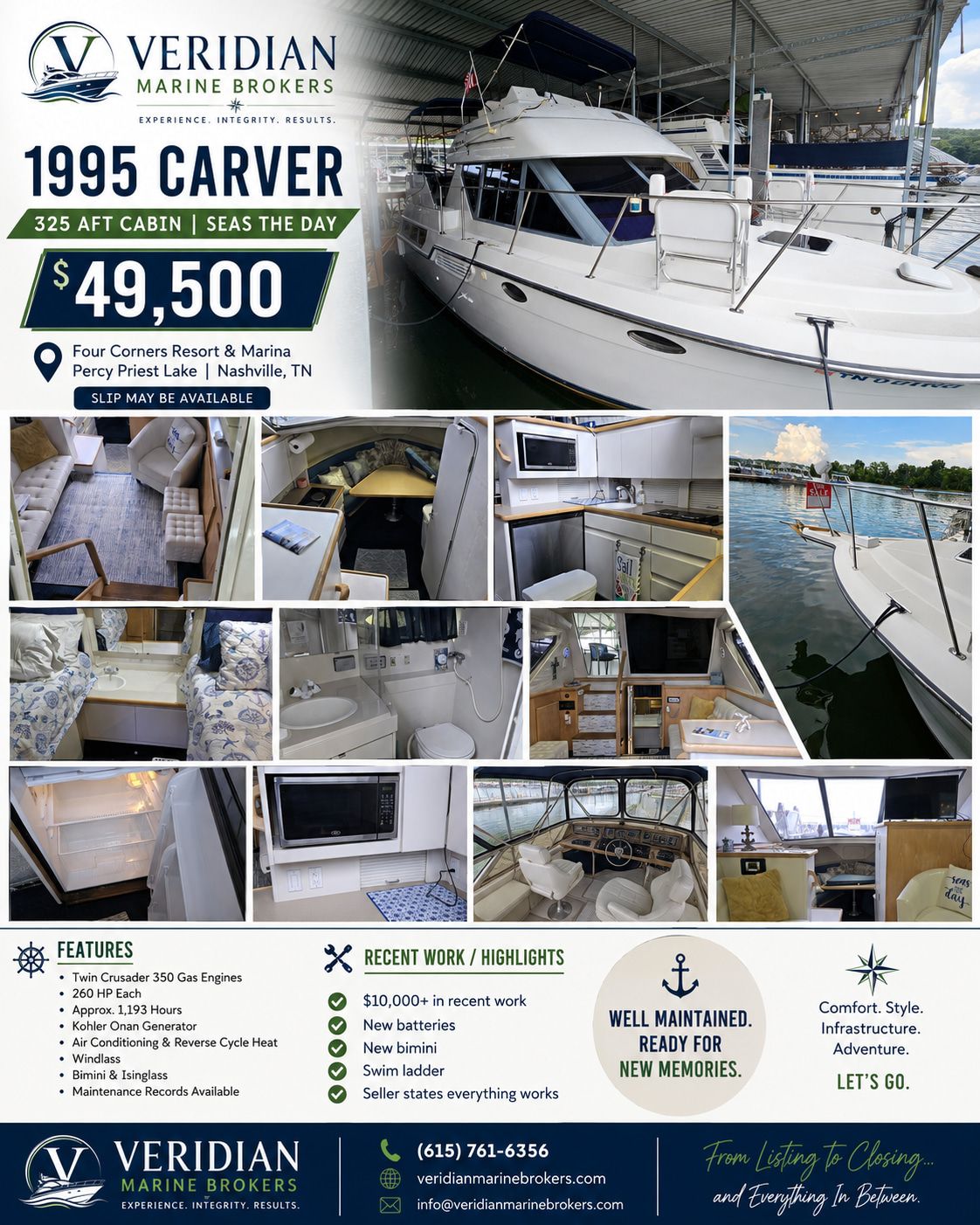 1995 Carver 325 Aft Cabin — zu verkaufen — Rock Harbor Marina, Percy Priest Lake, Nashville, United States — photo 1 of 1